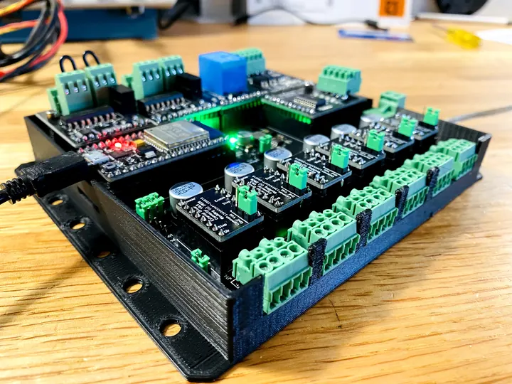 The controller and stepper drivers, rewired