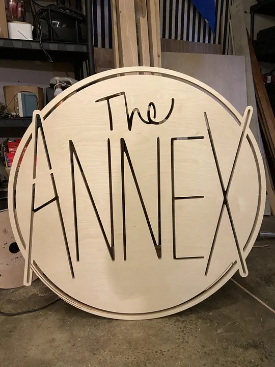 A round sign that reads The Annex